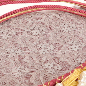 【販売】振袖小物3点 Aセット パープル/パール/レース系.