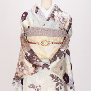 【販売】振袖小物3点 Aセット パープル/パール/レース系.