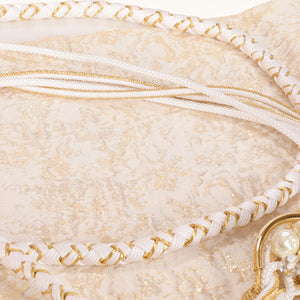 【販売】振袖小物3点 Bセット ホワイト/ゴールド/パール系.