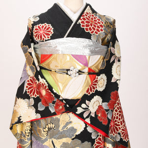 【販売】振袖小物3点 Cセット シルバー/ゴールド/メタリック系.