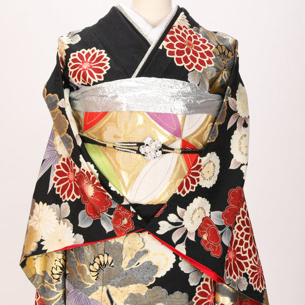 【販売】振袖小物3点 Cセット シルバー/ゴールド/メタリック系.