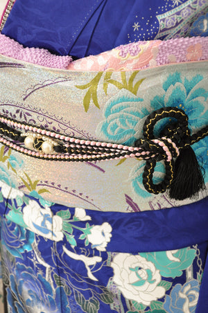 FR-009　青地グリッター 桂由美  　振袖