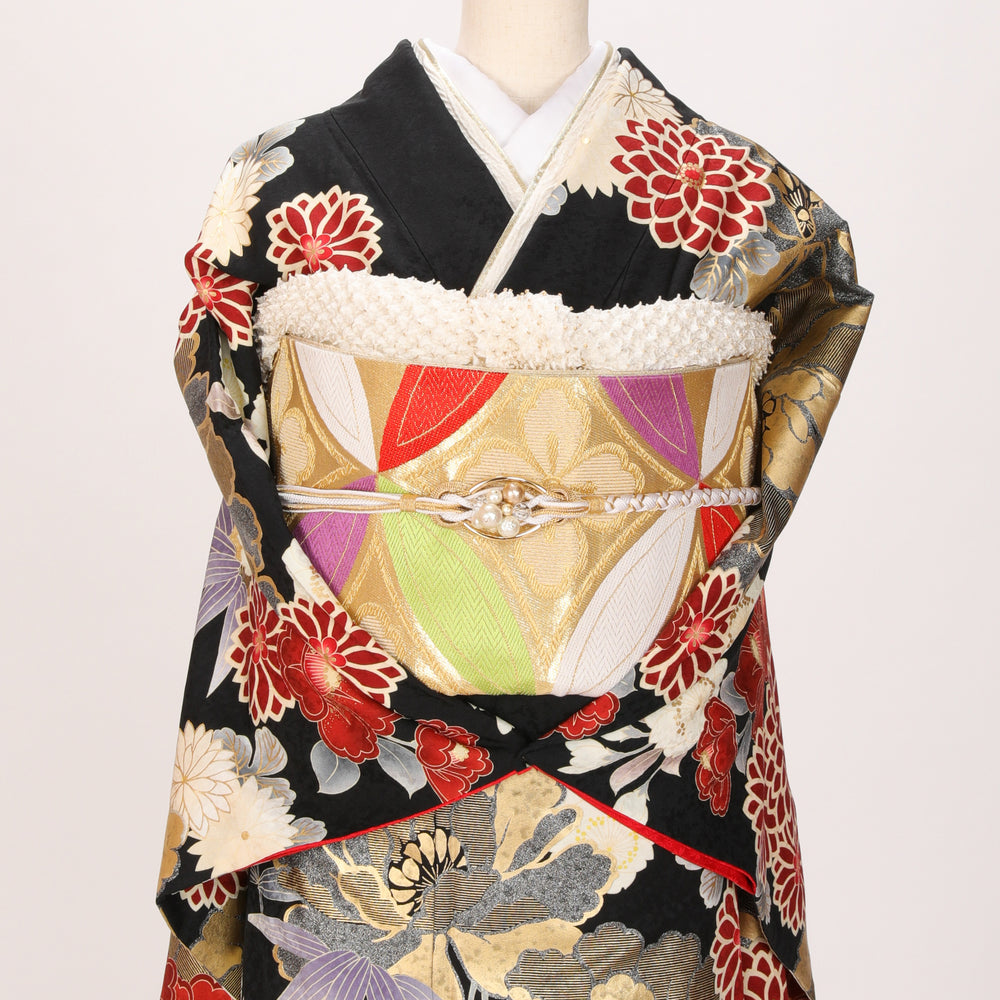 【販売】振袖小物3点 Dセット ホワイト/ゴールド/上品　.