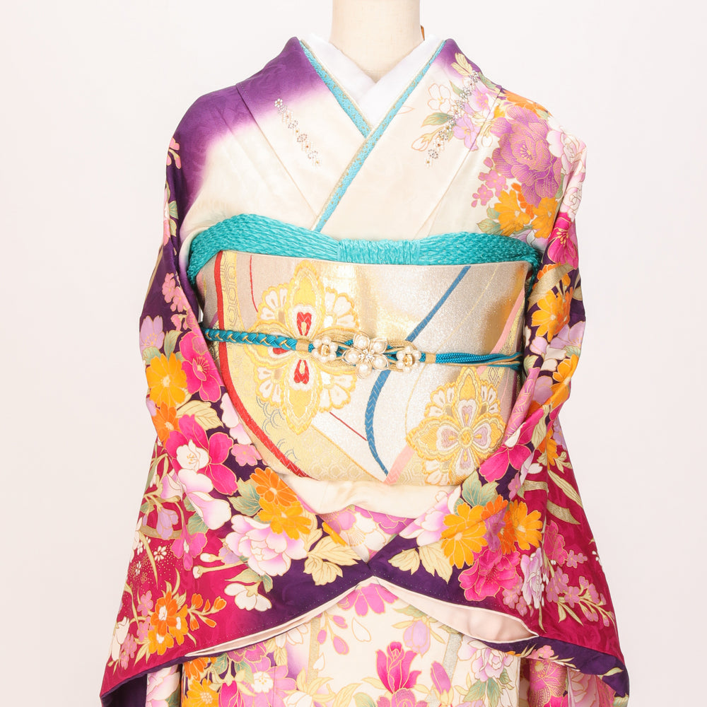 【販売】振袖小物3点 Eセット 水色/ターコイズブルー/鮮やか.