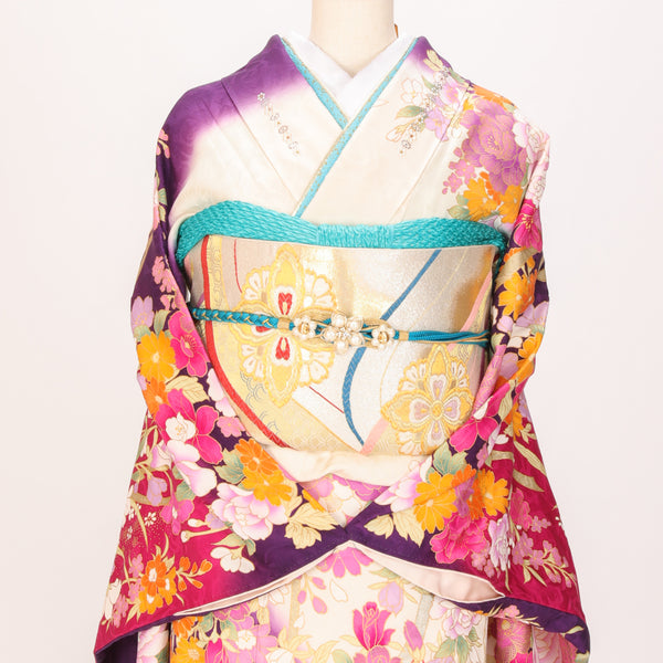 【販売】振袖小物3点 Eセット 水色/ターコイズブルー/鮮やか.