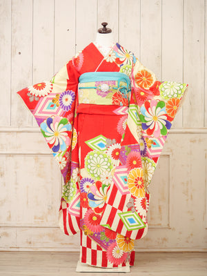 FI-006   赤地牡丹　振袖