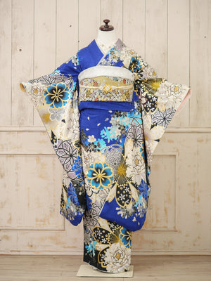 FI-013　青地金彩華紋　振袖