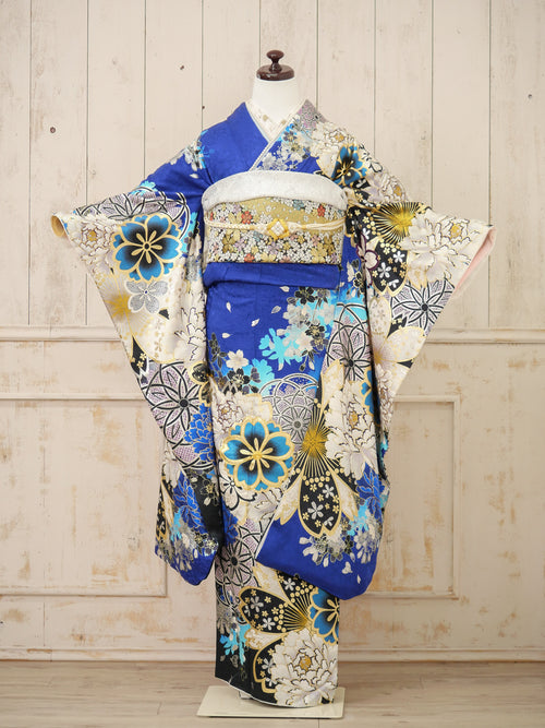 FI-013　青地金彩華紋　振袖