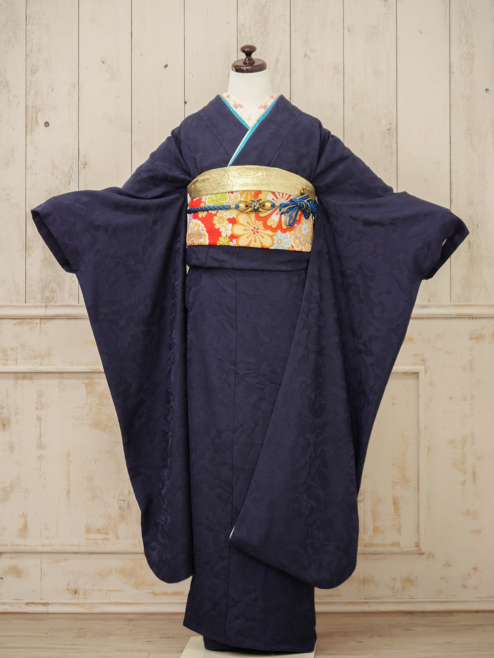 FI-039    深紺シンプル・美粧帯　振袖