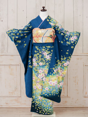 FJ-005   青緑黄色小花　振袖