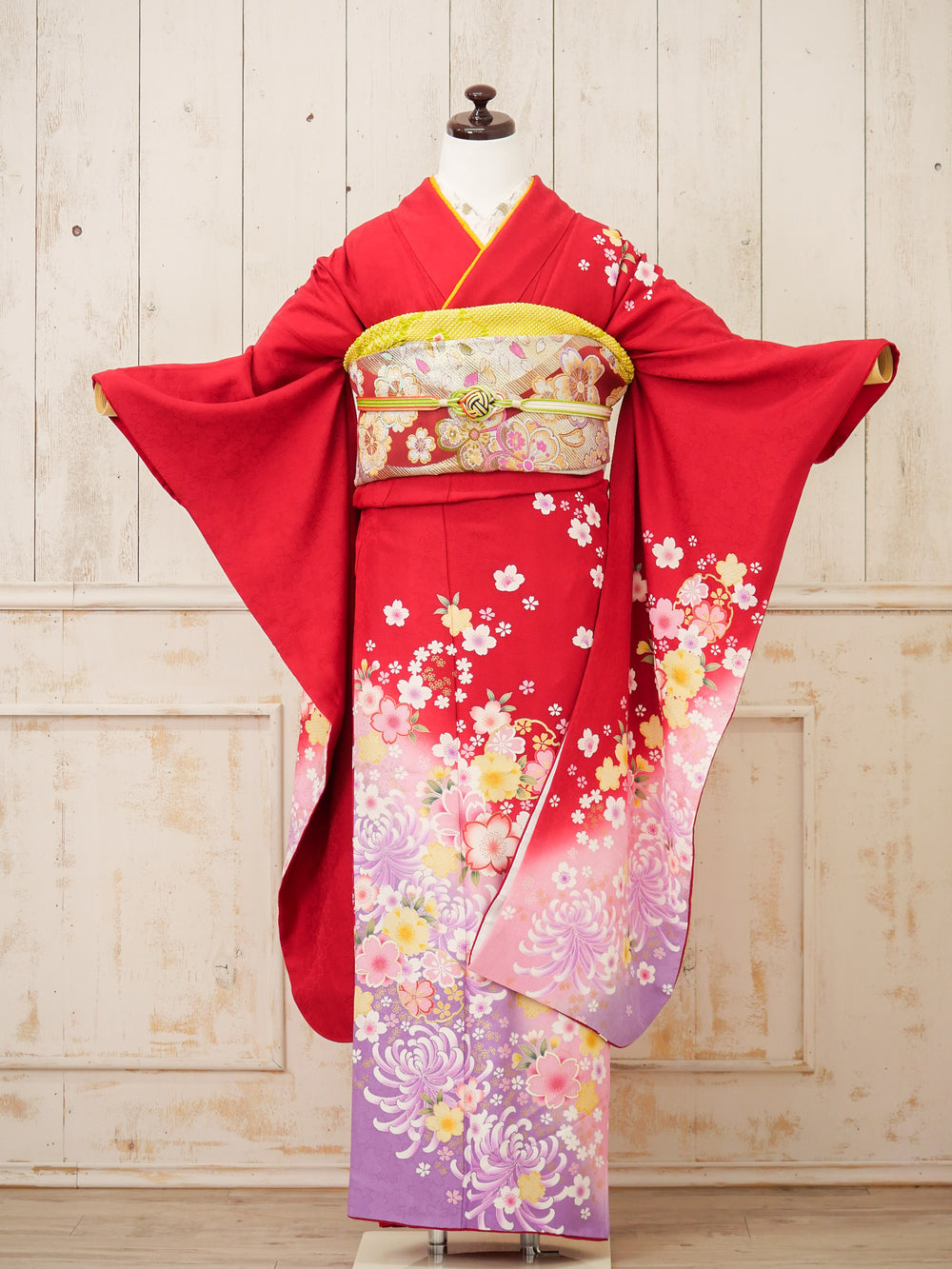 FK-019　赤地紫菊　振袖.