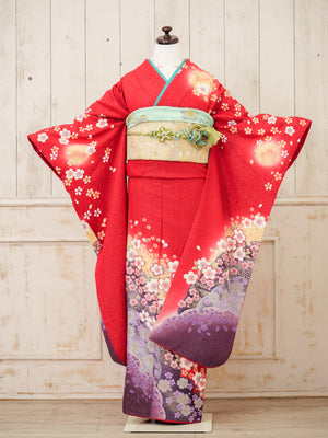 FK-031　赤地紫桜　振袖.