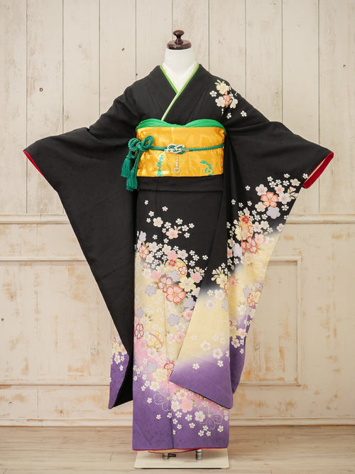 FK-045　黒地桜　振袖.