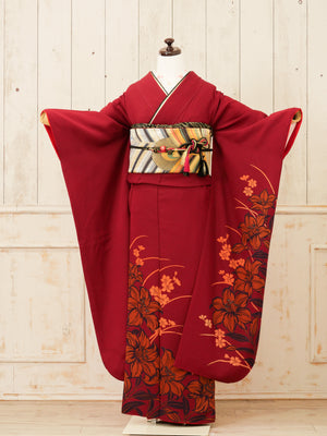 FR-015　赤地百合　振袖