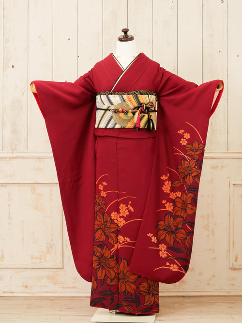FR-015　赤地百合　振袖