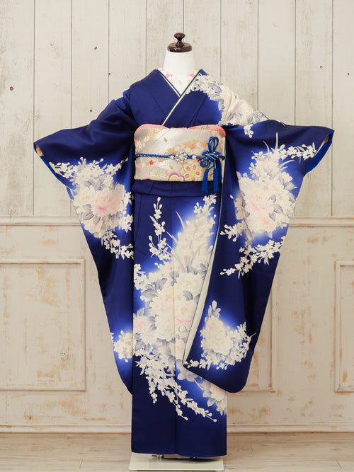 FR-017　紺地牡丹　振袖