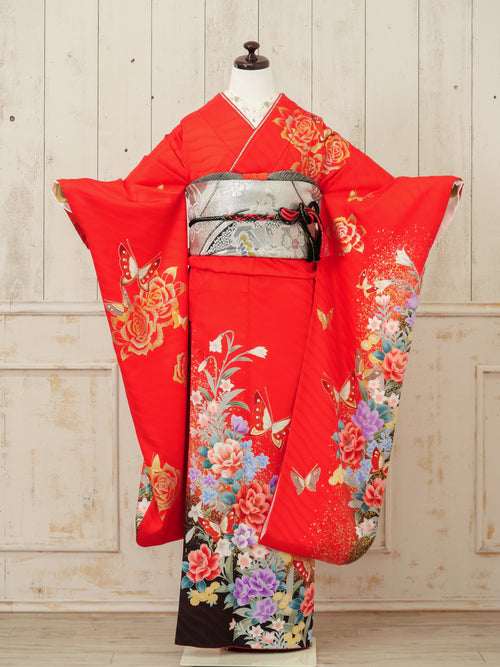 FR-018　赤地蝶　振袖