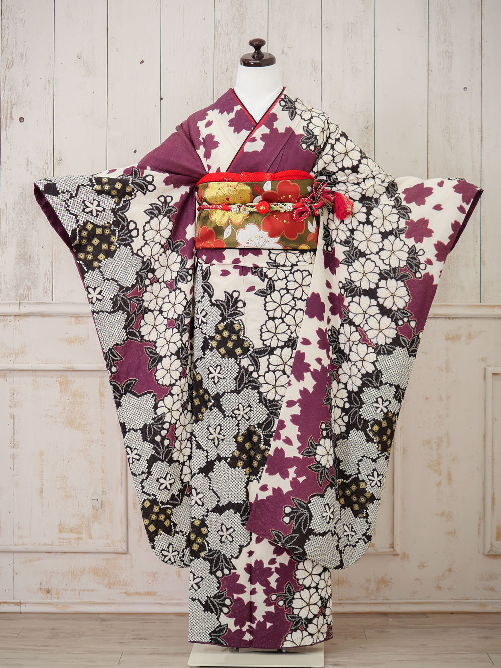 FR-030  紫しぼり　振袖