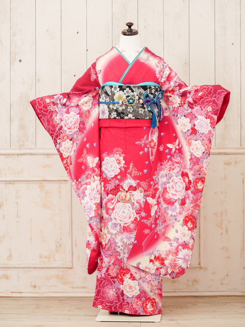 FR-044　ビビットピンク花　振袖