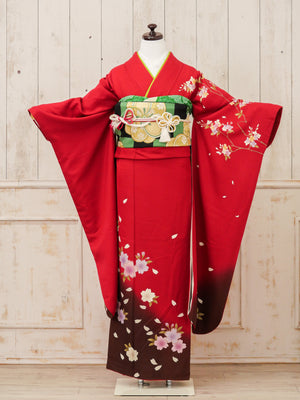 FR-047   赤地枝桜　振袖
