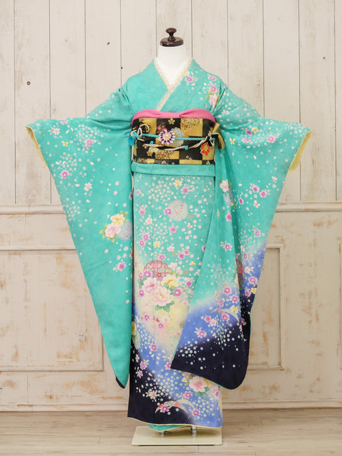 FR-050　エメラルドグリーン　振袖