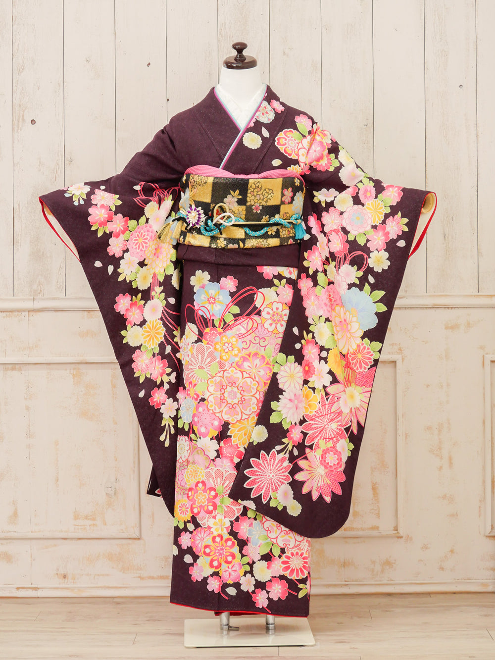 FR-052   紫地ピンク古典　振袖