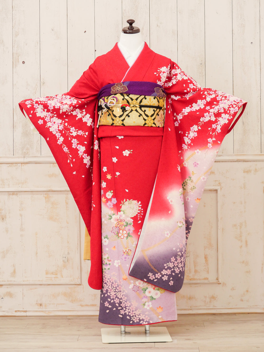 FR-055　赤地枝垂れ桜　振袖