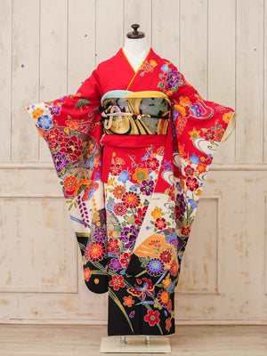 FR-058　赤地丸花古典　振袖