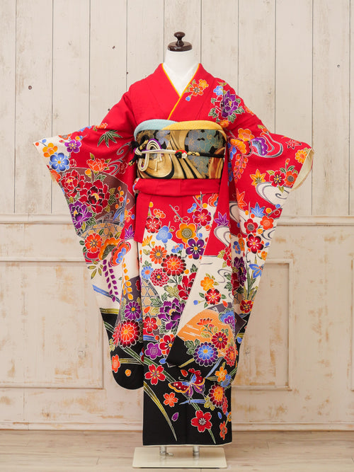 FR-058　赤地丸花古典　振袖
