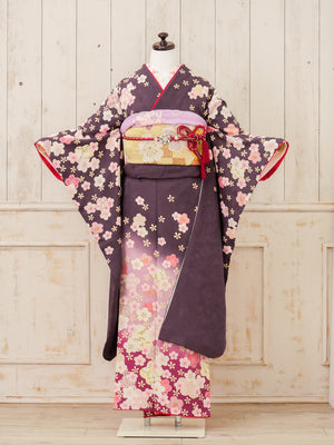 FR-062　紫地ピンク桜　振袖
