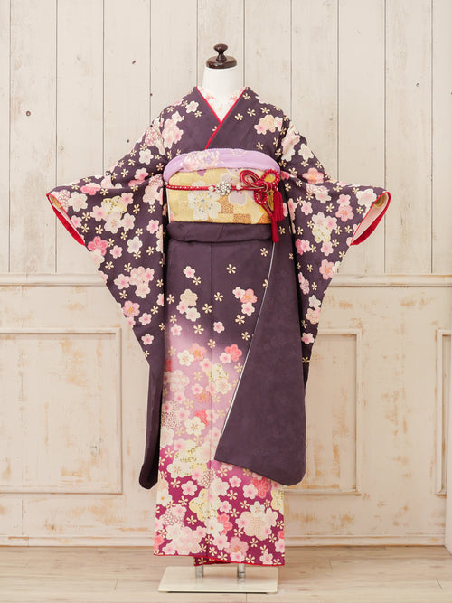 FR-062　紫地ピンク桜　振袖