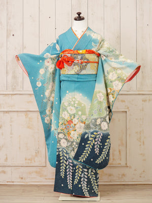 FR-069　青緑地枝垂れ桜　振袖