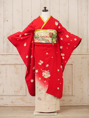 FR-071    赤地小花　振袖