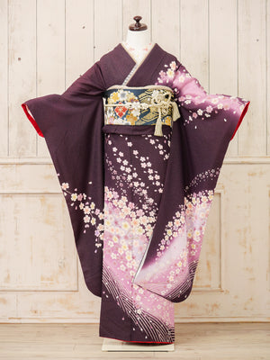 FR-080　紫地ピンク枝垂れ桜　振袖