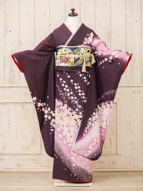 FR-080　紫地ピンク枝垂れ桜　振袖