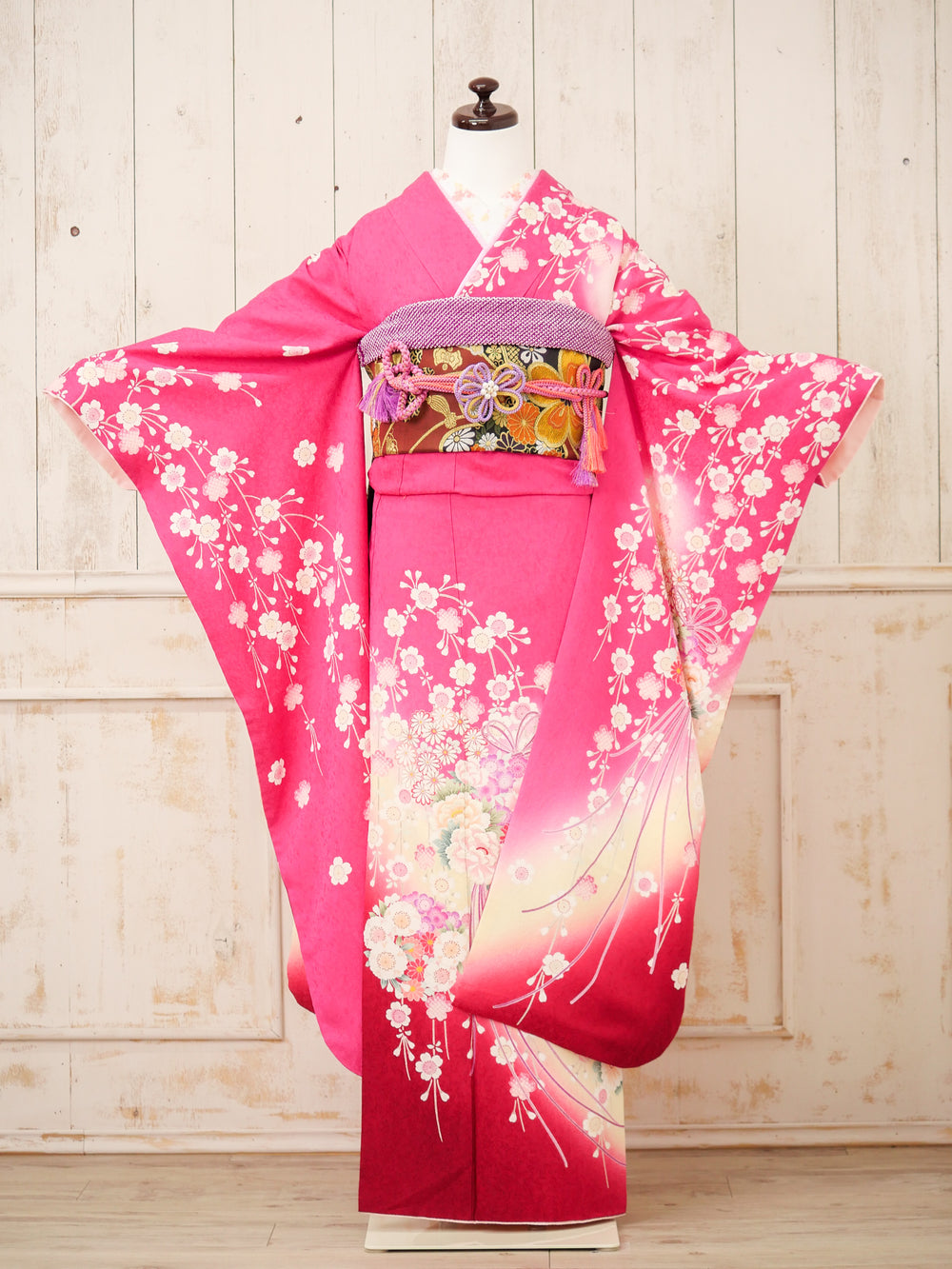 FR-083　ピンク地枝垂れ桜　振袖