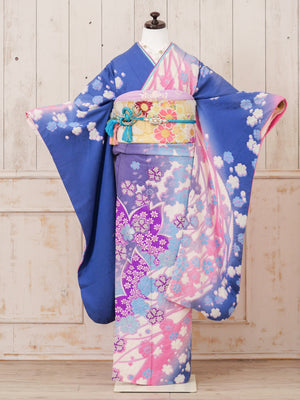 FR-086   青地ピンクグラデ　振袖