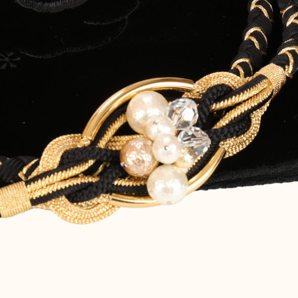 【販売】振袖小物3点 Fセット 黒/ゴールド/クラシカル.