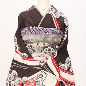 【販売】振袖小物3点 Hセット 紫/ゴールド/上品.