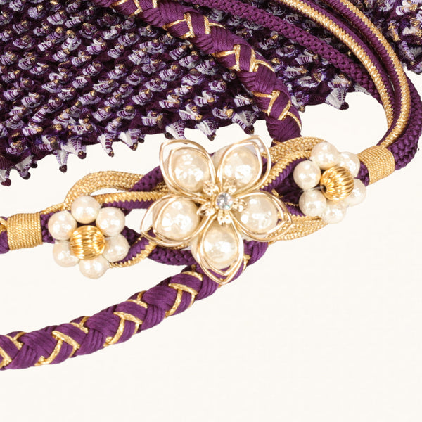 【販売】振袖小物3点 Hセット 紫/ゴールド/上品.