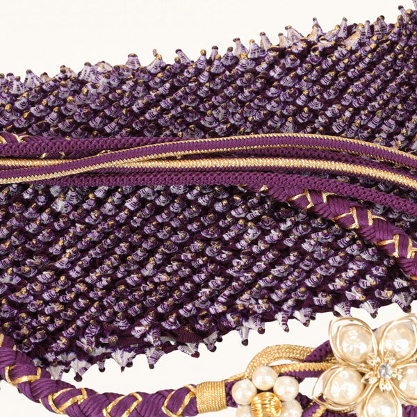 【販売】振袖小物3点 Hセット 紫/ゴールド/上品.