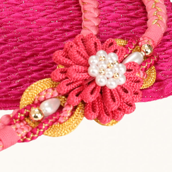 【販売】振袖小物3点 Iセット ピンク/ゴールド/華やか.