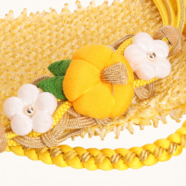 【販売】振袖小物3点 Jセット 黄色/古典/レトロ.