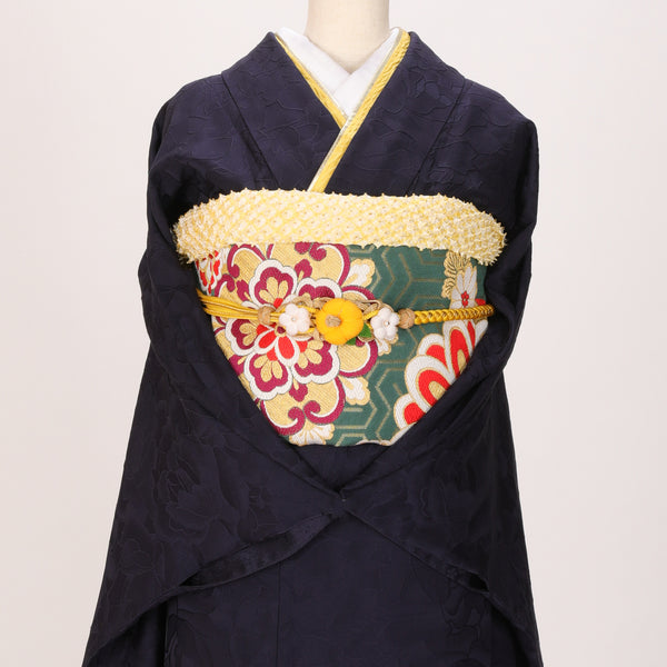 【販売】振袖小物3点 Jセット 黄色/古典/レトロ.