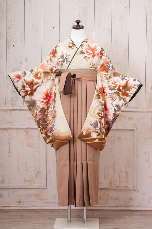 KR-010/ベージュ桜尽くし　卒業袴