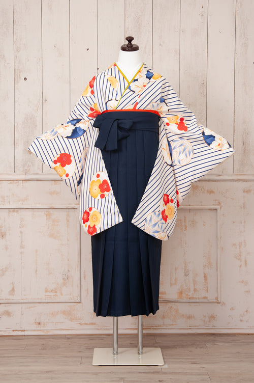 KR-030/白青ストライプ　卒業袴.