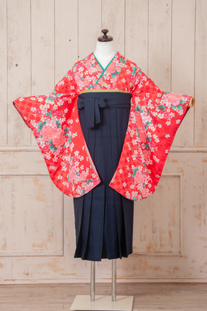 KR-037/赤小桜バラ　卒業袴　仙台　宮城