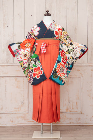 KR-045/紺地笹流水　卒業袴　仙台　宮城