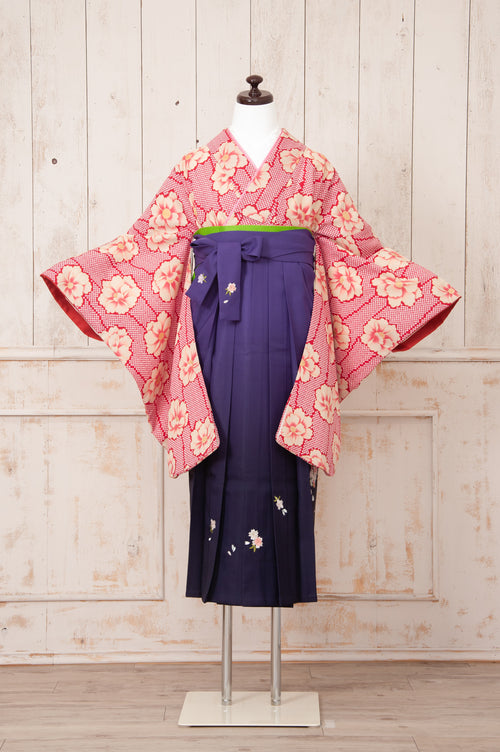 KR-051/赤地鹿の子　卒業袴　仙台　宮城