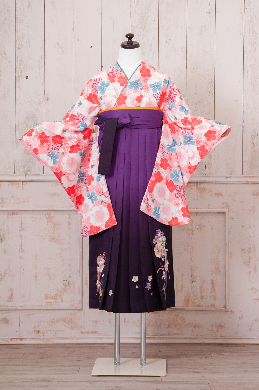 KR-060/ピンク地梅　卒業袴　仙台　宮城